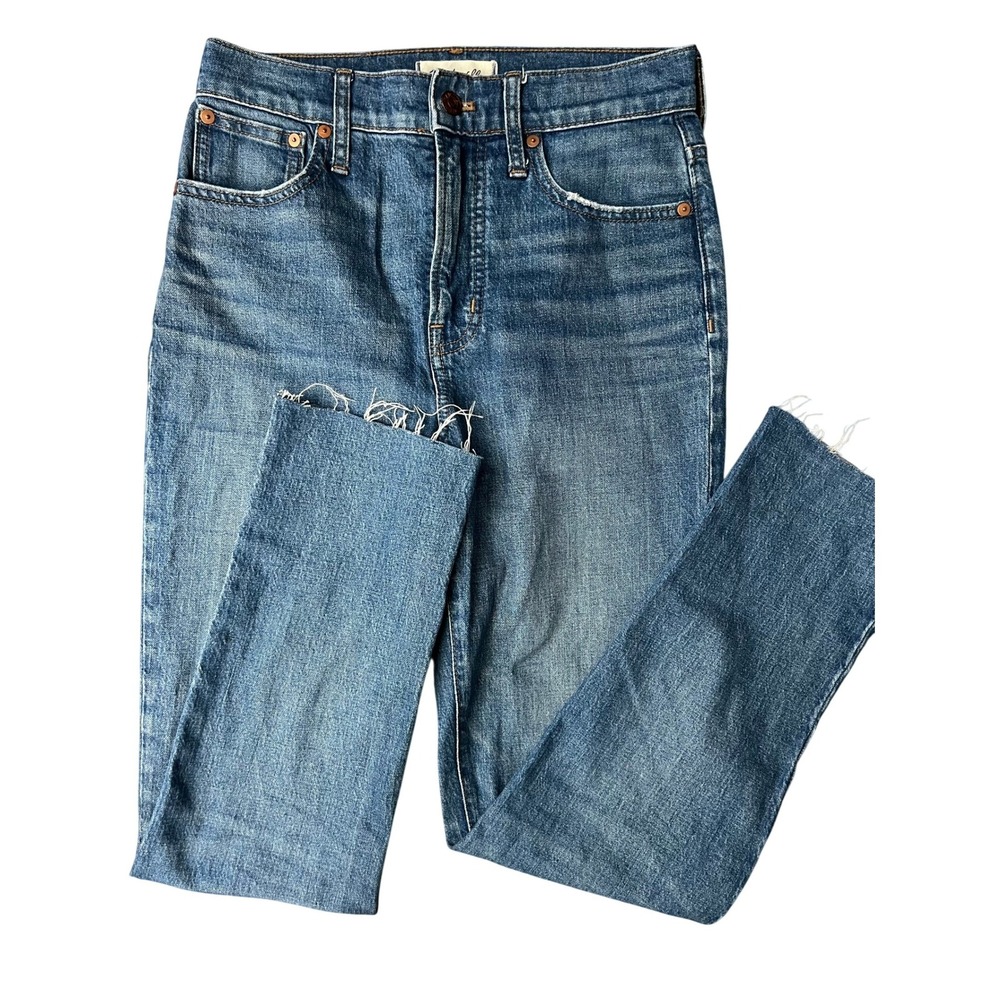 Madewell The Perfect Vintage Full-Length Jeans High Rise Raw Hem Blue Size 26